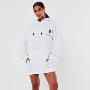 Playboy x missguided slogan oversized hoodie dress